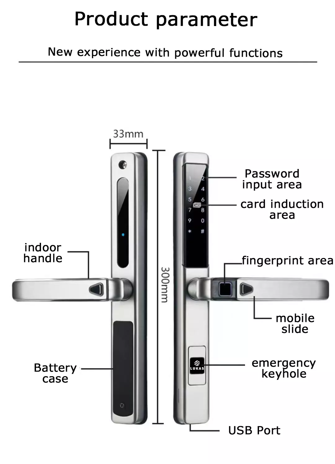 Khóa vân tay cửa nhôm Lukas LK-688